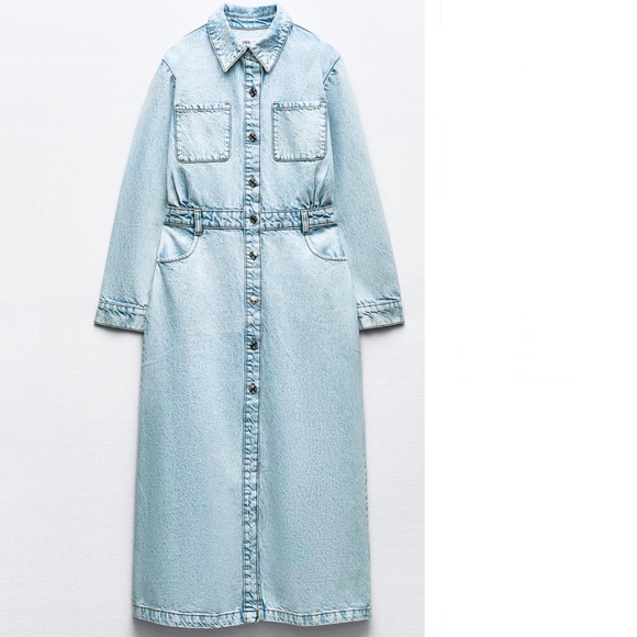 Zara Z1975 DENIM MIDI DRESS 0108/044 - Picture 3 of 10